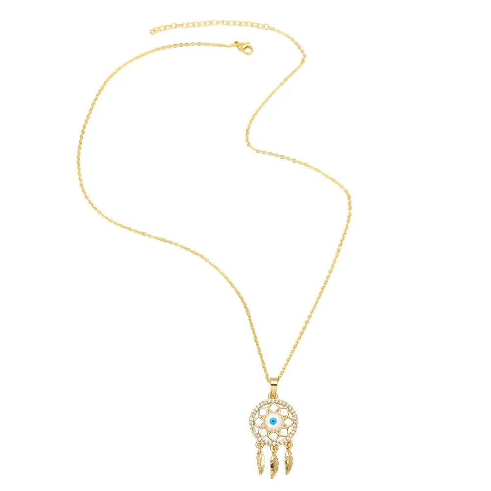 Wholesale cutout love feather tassel dream catcher necklace JDC-NE-AS561