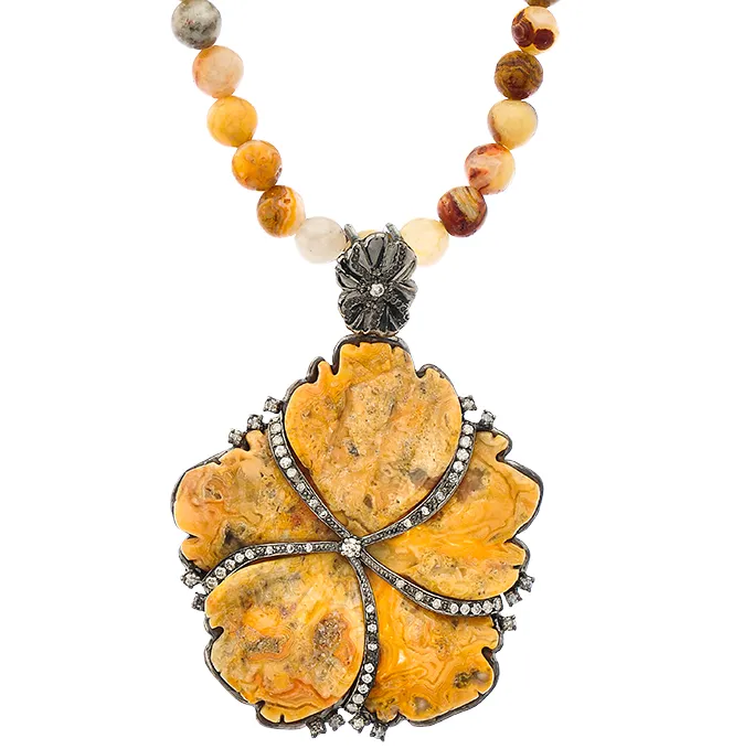 Wildflower Agate Silver Necklace