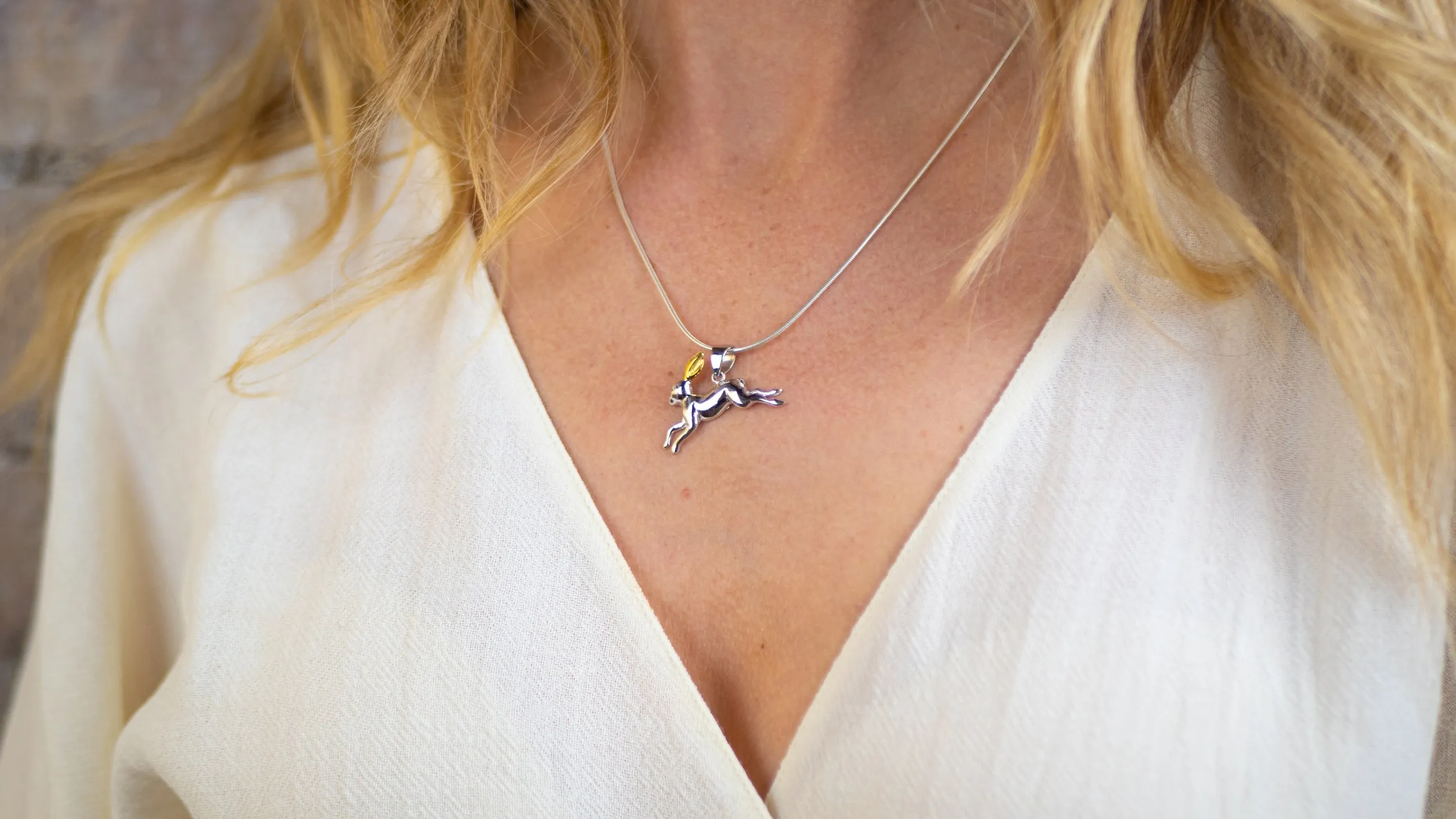 Wildlife Pendant - Large Hare With Chain
