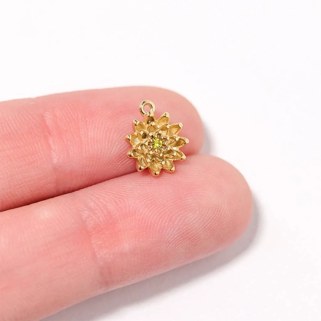 WJW - 18K Gold PVD Stainless Steel Vertical 3D Birth Flower Charm