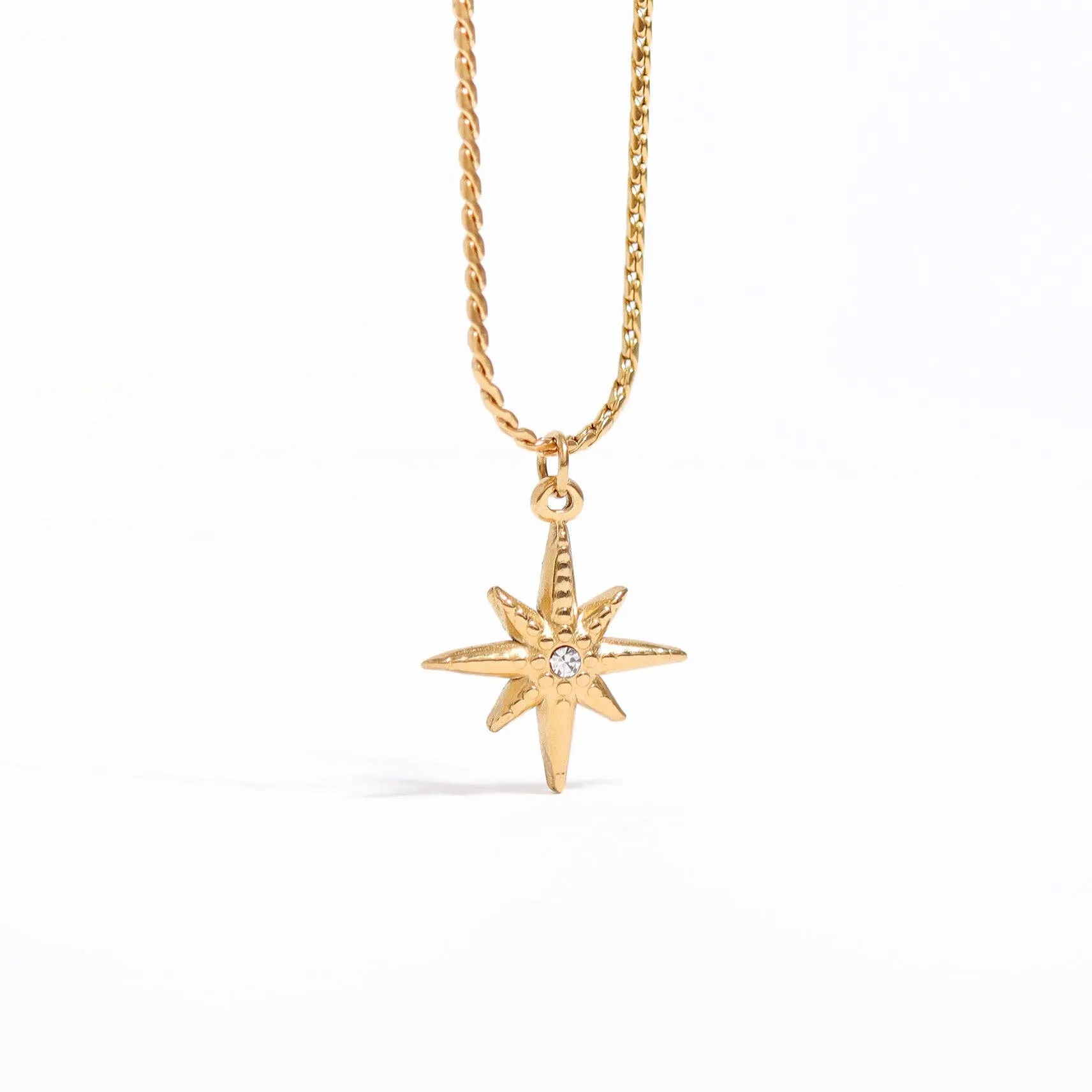WJW - 18K Gold Stainless Steel Compass Star Charm