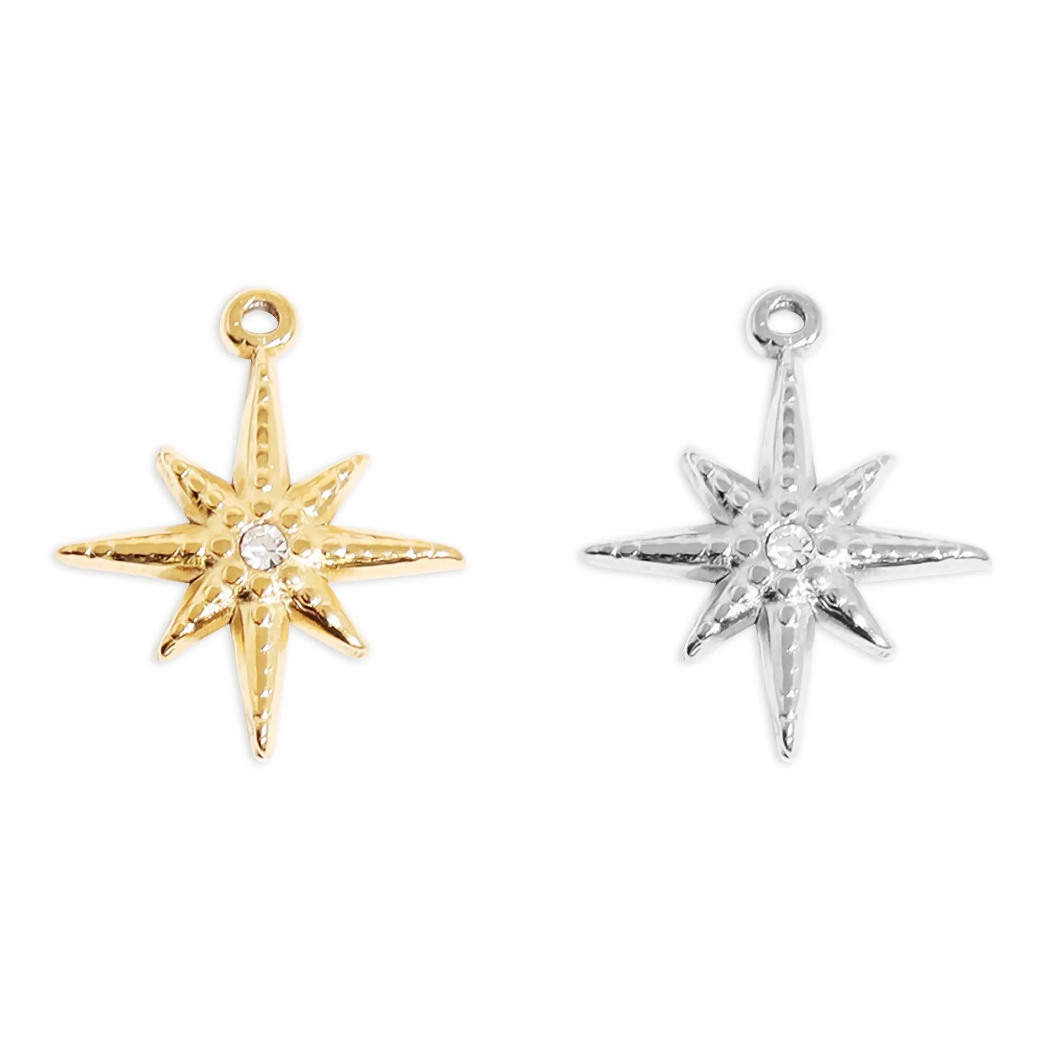 WJW - 18K Gold Stainless Steel Compass Star Charm