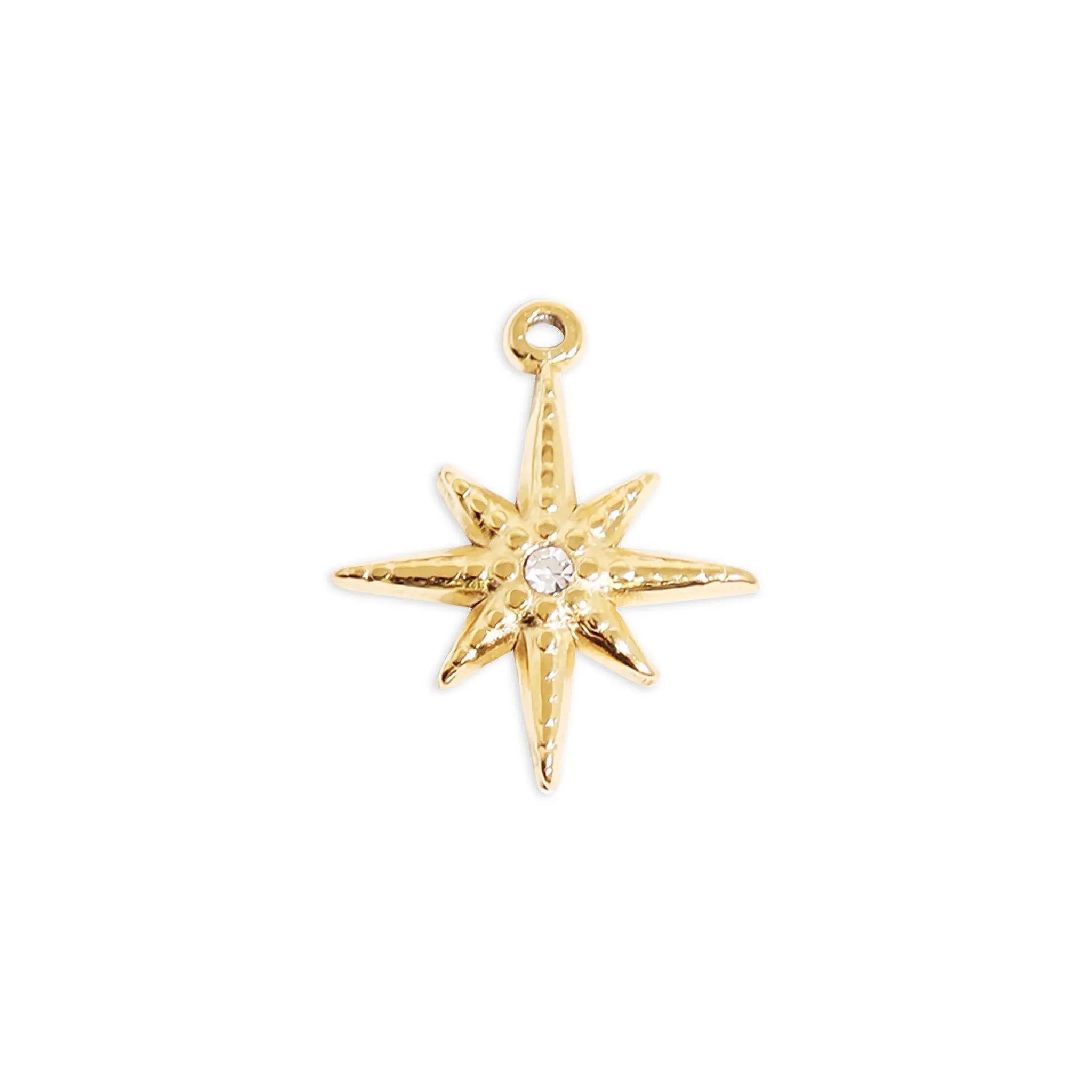WJW - 18K Gold Stainless Steel Compass Star Charm