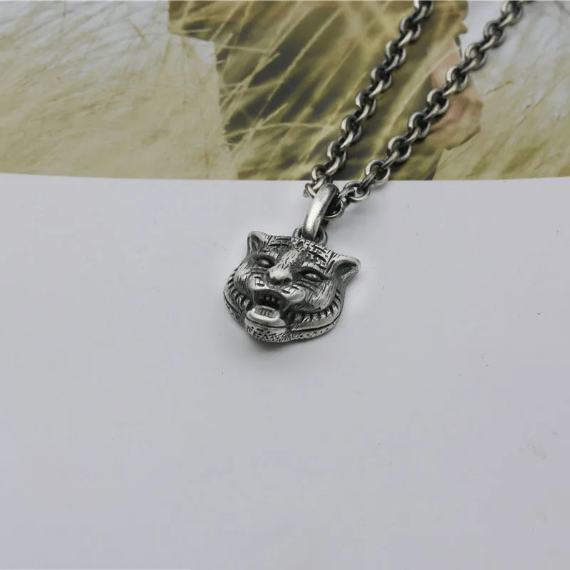 Woowooh Men's Tiger Pendant with Sliver FRANCO Necklaces