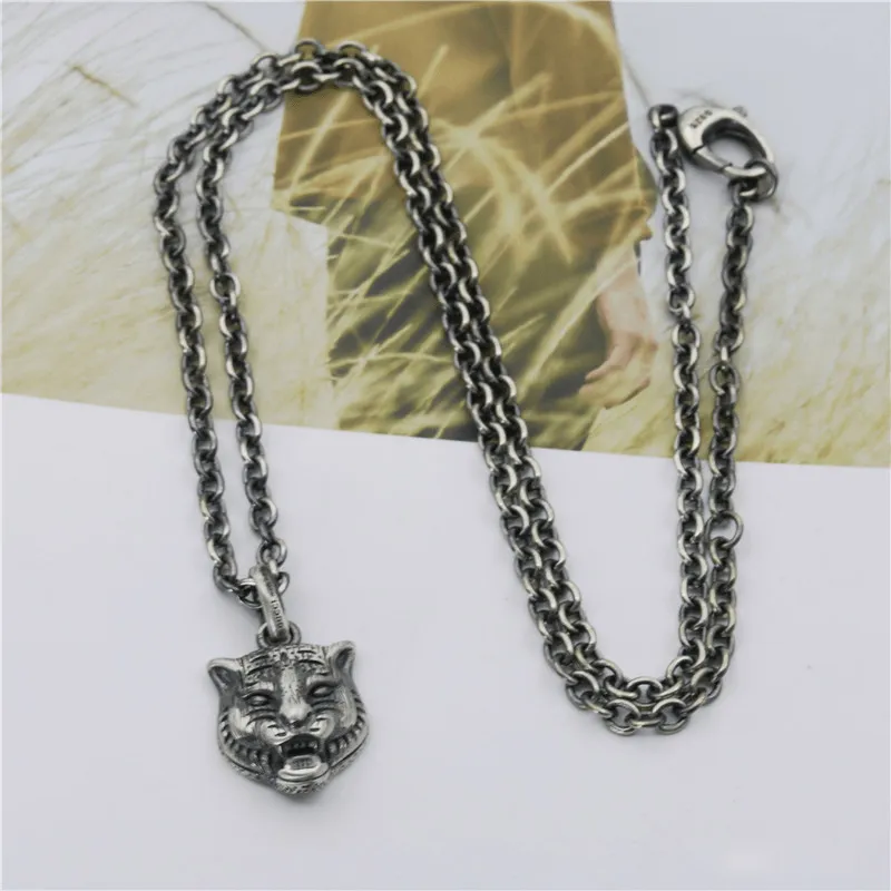 Woowooh Men's Tiger Pendant with Sliver FRANCO Necklaces