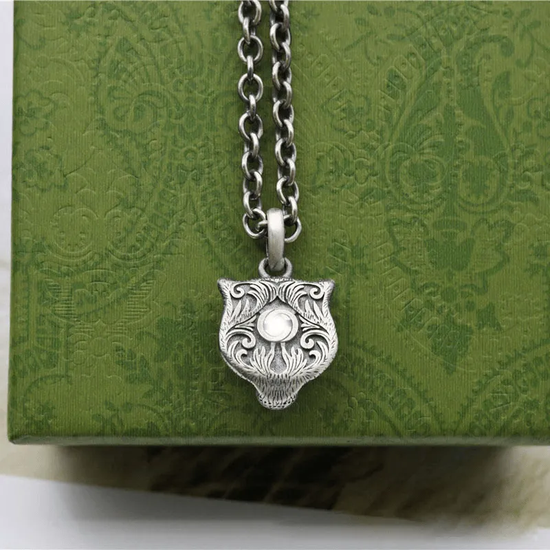 Woowooh Men's Tiger Pendant with Sliver FRANCO Necklaces