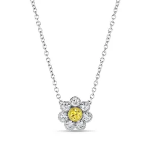 Yellow Diamond Camellia Pendant