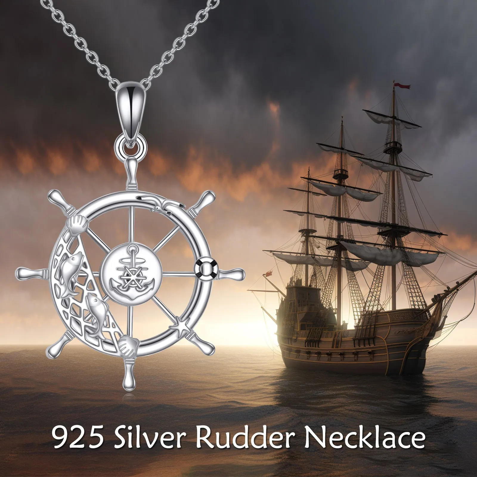 YFN 925 Compass Necklace Anchor Father's Gift Graduation Women Men Jewelry