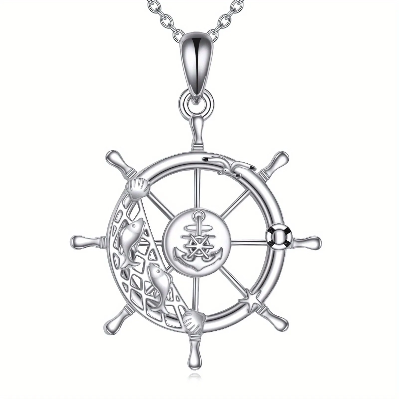 YFN 925 Compass Necklace Anchor Father's Gift Graduation Women Men Jewelry