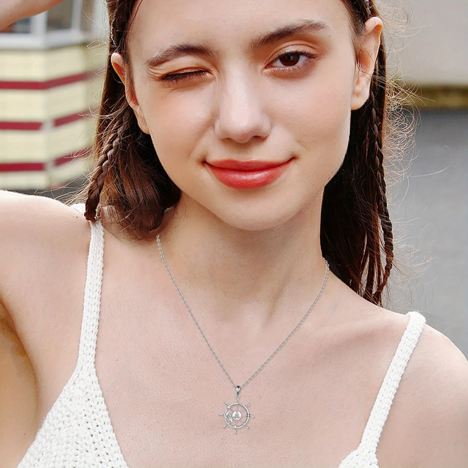 YFN 925 Compass Necklace Anchor Father's Gift Graduation Women Men Jewelry