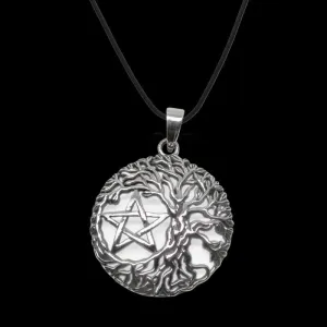 Yggdrasil Tree Of Life Wiccan Pentagram Pentacle Pendant 925 Sterling Silver