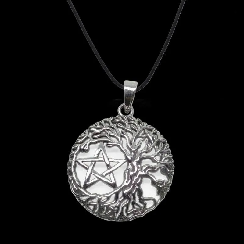 Yggdrasil Tree Of Life Wiccan Pentagram Pentacle Pendant 925 Sterling Silver