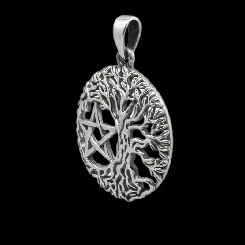 Yggdrasil Tree Of Life Wiccan Pentagram Pentacle Pendant 925 Sterling Silver