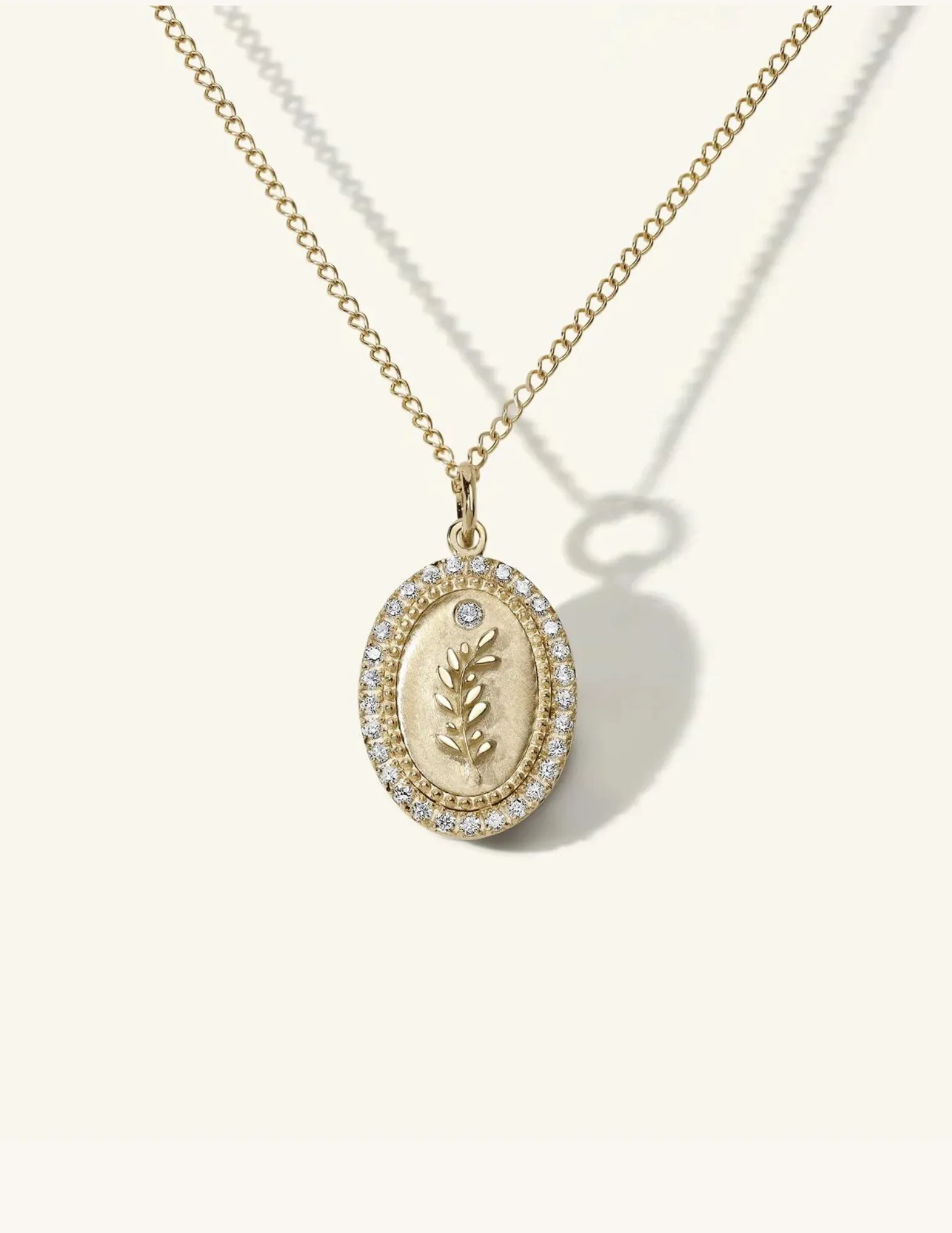 Zahava Heirlooms Diamond Halo Olive Branch Small Token Necklace