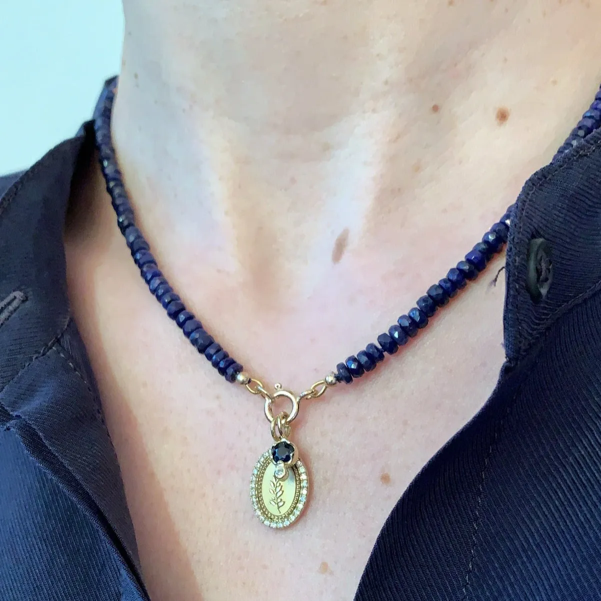 Zahava Heirlooms Diamond Halo Olive Branch Small Token Necklace