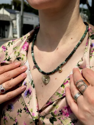 Zahava One Of A Kind Raw Emerald Necklace with Charms